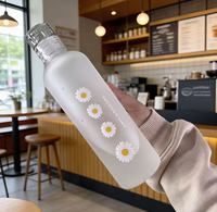 Bouteille d'eau en plastique transparente écologique de 500 ml avec couvercle à nœud Kawaii, idéale pour la boisson directe lors de vos activités sportives, scolaires ou de camping en extérieur.