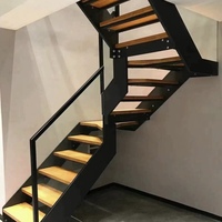 Escalier de maison pour petites maisons, marches et contremarches en marbre pour extérieur, escalier flottant en L, garde-corps en verre, écologique, personnalisable