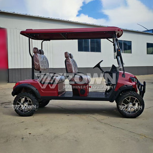 Stylish Red Golf Utility <b>Car</b> Independent Suspension Leather Seats Dual Side <b>Mirrors</b> Country Park Shuttle Cart - Product Image 3