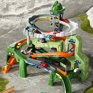 Pista de Carreras de Montaña con Elevador Automático Manual, Set de Juego de Vehículos de Carretera de Montaña Multinivel, Juego de Pista de Estacionamiento para Niños - Product Image 3