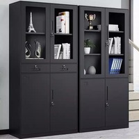 Armoire de classement modulaire mobile moderne minimaliste, rangement de documents de bureau, porte en verre ignifuge, construction en acier, serrure, usage commercial