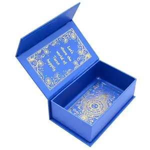 Su geçirmez özelleştirilmiş baskılı çevre dostu kitap kutusu ambalaj Tarot kartları altın folyo altın kenarları Tarot kartları güverte