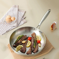Ensemble de poêles à frire modernes en acier inoxydable 18/10, base triple, poignée ergonomique en acier inoxydable, compatible induction, type wok antiadhésif