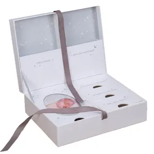 White New Born Child Mementos Geschenk Aufbewahrung sbox Karton Baby Andenken Box mit Schubladen für Baby party