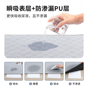 Tapis absorbant pour animaux de compagnie, épais, lavable, réutilisable, anti-odeur, absorption rapide de l'eau, séchage facile, barrière absorbante pour l'urine des chiens, quatre couches imperméables - Product Image 6