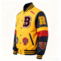 Fabrication OEM, vestes en laine pour hommes, vestes de baseball en laine, tailles plus grandes, logo personnalisé, patch, manches en cuir, veste pour hommes