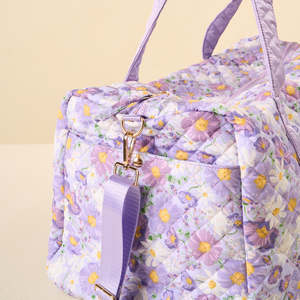 กระเป๋าเดินทางแบบถือสะพายลายดอกไม้สีม่วงสวยงาม รุ่น <span class=keywords><strong>On</strong></span>-the-Go แบบเย็บติดกัน  ผลิตตามสั่งจากโรงงาน - Product Image 2