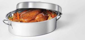 Stainless Steel Roasting <strong>Pan</strong> Oval <strong>Roaster</strong> <strong>Pans</strong> 3 Pieces <strong>Turkey</strong> Baking Tray With Rack &amp; Lid - Product Image 4