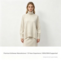 Direct Usine vetements femme ensembles pour femmes tricot mélange viscose col roulé 2 pièces jupe décontractée pour la maison