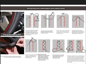 Housse de volant de voiture universelle en cuir cousue à la main, style sport, 38 cm 40 cm, design personnalisé Dianshi, haute qualité, 3 branches - Product Image 4