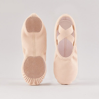 Chaussons de danse souples BW113 en toile à semelle fendue, élastiques croisés sans lacets, pour adultes et enfants, entraînement de ballet et gymnastique