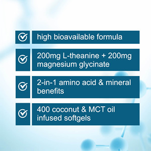Gélules de L-théanine OEM ODM avec glycinate de magnésium et huile de noix de coco MCT pour un meilleur repos - Vitamines pour adultes 200 mg par portion - Product Image 6
