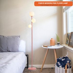 Lampe sur pied moderne en laiton avec globe en verre givré, lumière LED, 64 pouces de hauteur, design minimaliste pour salon - Product Image 4