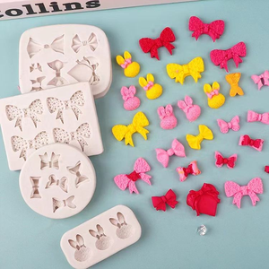 Moule en silicone DIY pour nœud papillon en pâte à sucre, idéal pour la décoration de gâteaux et la création de pinces à cheveux - Product Image 2