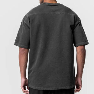 T-shirt blanc baggy à col rond personnalisé pour hommes T-shirts surdimensionnés à épaules tombantes 100% coton T-shirt de sport lourd de haute qualité - Product Image 5