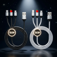 Elegante Recuerdo de Boda, Cable de Carga 3 en 1 Tipo-C con Nombre Personalizado y Logotipo Luminoso para Computadora, Recuerdo de Fiesta Privada