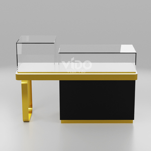 Vitrine d'<span class=keywords><strong>exposition</strong></span> pour bijoux, meuble d'<span class=keywords><strong>exposition</strong></span> de luxe noir et or avec vitre en verre pour boutique de joaillerie - Product Image 5