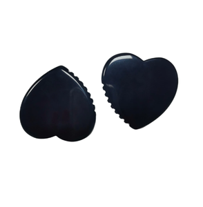กัวซา หินออบซิเดียนสีดำธรรมชาติ รูปหัวใจ ขอบหยัก - Product Image 2