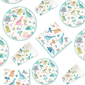 Vajilla con Temática de Dinosaurios DAMAI para Fiestas de Cumpleaños Infantiles, Platos, Servilletas y Vasos de Papel con Dinosaurios para Fiestas de Cumpleaños de Niños - Product Image 1