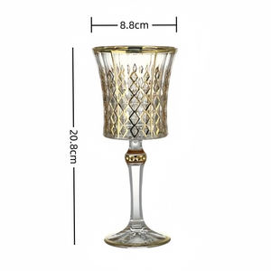 Verre à vin vintage de luxe en cristal avec bordure dorée 10oz/270ml, fait main, écologique, design classique, sculpté, grande capacité, <span class=keywords><strong>Louis</strong></span> - Product Image 5