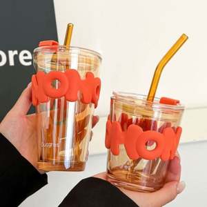 <b>Portable</b> Eco-Friendly Cartoon Glass Straw Insulated Set with Customized Logo for Student Gift Casual Use Tumbler <b>Mug</b> - Product Image 1