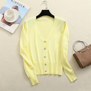 Maglieria da <span class=keywords><strong>donna</strong></span> scollo a v maglioni lavorati a <span class=keywords><strong>maglia</strong></span> di base Cardigan sottile da <span class=keywords><strong>donna</strong></span> moda manica lunga monopetto maglieria abbottonatura cardigan - Product Image 5