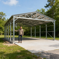 Abri de voiture en acier galvanisé à grande portée avec côtés ouverts pour parking extérieur