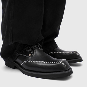 Chaussures en cuir à plateforme et bout carré, à lacets, design tendance, nouveau modèle 2026, chaussures classiques de haute qualité pour hommes, style business décontracté - Product Image 3