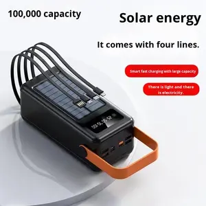 ไฟสตรีมมิ่งสดข้ามพรมแดนสำหรับตั้งแคมป์กลางแจ้ง พร้อมสายไมโครยูเอสบีในตัว พาวเวอร์แบงค์ความจุสูงพิเศษ 100,000 มิลลิแอมป์ ชาร์จด้วยพลังงานแสงอาทิตย์ - Product Image 4