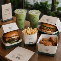 Boîte en papier jetable personnalisée avec logo OEM pour emballage alimentaire (burgers, poulet frit, frites) – Contenant à emporter en gros pour cuisines et livraison
