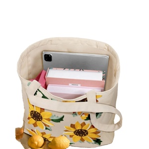 Sac fourre-tout en toile de coton réutilisable, écologique, avec logo personnalisé brodé, motif mignon, pour les courses, le travail, les livres, les cadeaux - Product Image 3