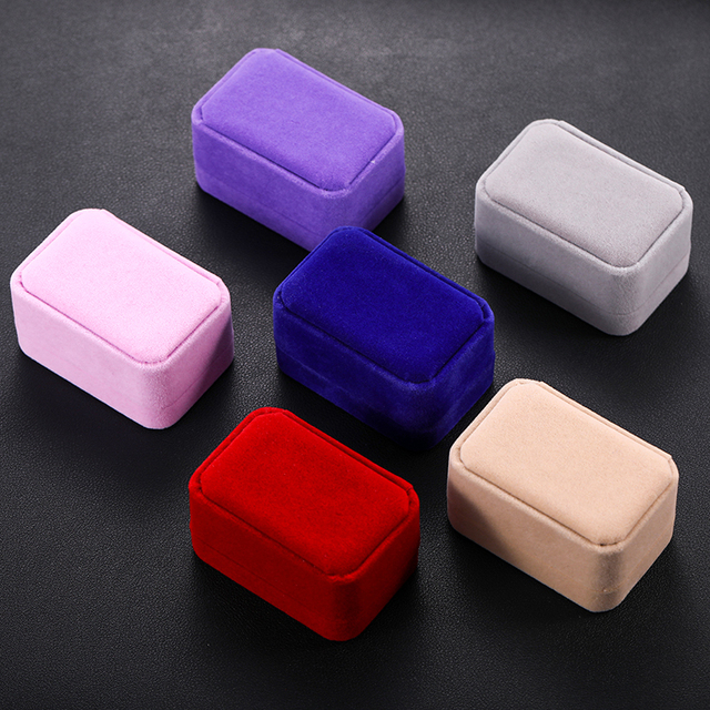 Dropshipping Gift No MOQ Wholesale Colorful Ring Earrings Jewelry Set Mini Velvet Jewelry Box