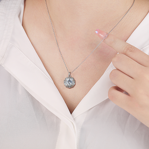 Collier pendentif halo octogonal en argent sterling 925, zircon cubique, design tendance, cadeau de mariage ou de fiançailles pour femme - Product Image 4
