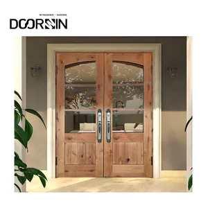 Doorwin Mỹ sang trọng nhà nhập khẩu gỗ sồi đỏ cửa ra vào bảng điều khiển bằng gỗ