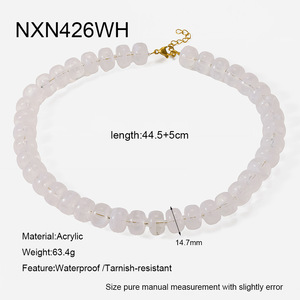 Collier tendance <span class=keywords><strong>Bohu</strong></span> pour femme, perles rondes en acrylique multicolores, grand collier à superposer pour l'été et la plage, bijoux pour femmes - Product Image 5