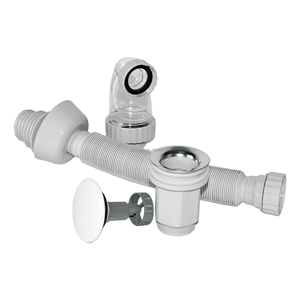 Tubo di Scarico Universale Flessibile Anti-intasamento per Lavabo con Valvola Pop-up, <span class=keywords><strong>Sifone</strong></span> Estensibile Anti-odore per Bagno Senza Utensili - Product Image 3