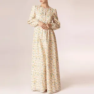 vestidos casuales 2023 cotton print Floral Eyelet long Maxi dresses women lady elegant casual dress