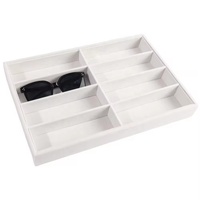 Présentoir à lunettes moderne en velours à 8 compartiments, bleu, beige, rose, organisateur de lunettes empilable, boîte de rangement pour bijoux pour tiroir de placard