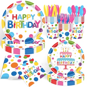 Vaisselle jetable pour fête d'<span class=keywords><strong>anniversaire</strong></span> à thème dessin animé : Assiettes, gobelets, serviettes, assiettes à gâteau – Vente chaude, haute qualité - Product Image 1