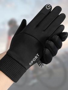 Tam parmak kış sporları eldiven rüzgar geçirmez su geçirmez bisiklet kayak dokunmatik ekran polar eldiven - Product Image 3