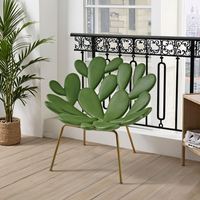 Fauteuil de meuble moderne de luxe en plastique au design unique Chaise en cactus vert Personnalité unique Chaise de commode créative en forme de pétale de feuille