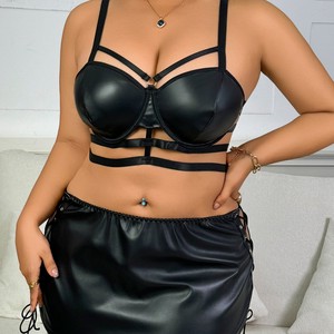 ชุดเซ็กซี่สไตล์กระโปรงสั้นสีดำลายเรียบสำหรับสาวอวบอ้วน ยี่ห้อ YIJI BDSM ไซส์พลัสสไตล์ยุโรปและอเมริกา - Product Image 1