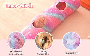 <span class=keywords><strong>Tunnel</strong></span> de chat motif étoile rose avec jouets en peluche caractéristiques photoluminescentes pour petits chats d'intérieur - Product Image 5
