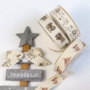 Lujoso logotipo personalizado <span class=keywords><strong>cinta</strong></span> de sarga de algodón de 5/8 pulgadas <span class=keywords><strong>cinta</strong></span> de regalo impresa ecológica <span class=keywords><strong>para</strong></span> embalaje de regalo decoración de manualidades DIY - Product Image 5