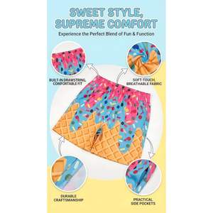 Shorts de sport pour homme personnalisés, imprimé crème glacée, séchage rapide, en mesh, pour la plage et les occasions décontractées - Product Image 6