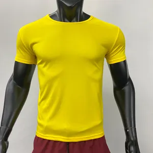 Lidong-camisetas lisas de poliéster para hombres, camisetas cómodas y suaves de color amarillo, 2023