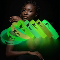 Pulseras de Goma Ecológicas Personalizadas que Brillan en la Oscuridad, Resistentes al Agua, con Logotipo y Mensaje Personalizados