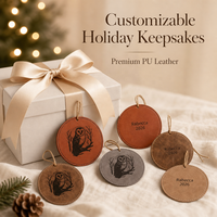 Ornement de Noël en similicuir avec ficelle, fournitures laser Glowforge fourniture laser CO2 cadeau personnalisé