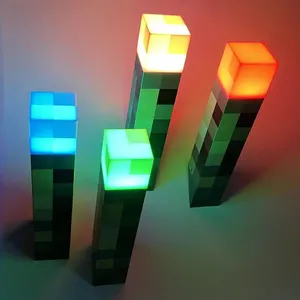 4 Colors Changing Led Usb Brownstone Torch Night Light For Kids Gamer Gaming Room Bedroom Rechargeable Wall Night Lam