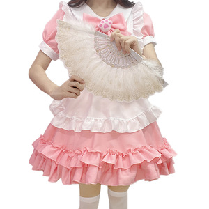 Lindo Vestido de Falda de Sirvienta Lolita con Lazo de Pata de Gato Rosa para Cosplay de Anime y Juego de Rol 14+ Primavera 2025 - Product Image 3